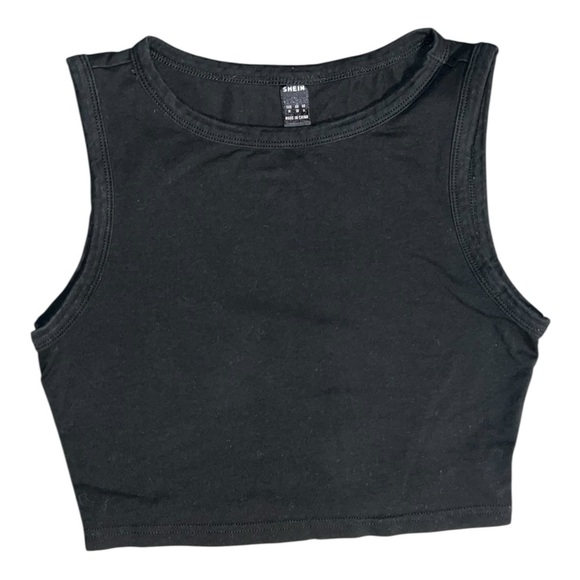🟣SHEIN Black Sleeveless Crop Top – Size Medium - Picture 1 of 3